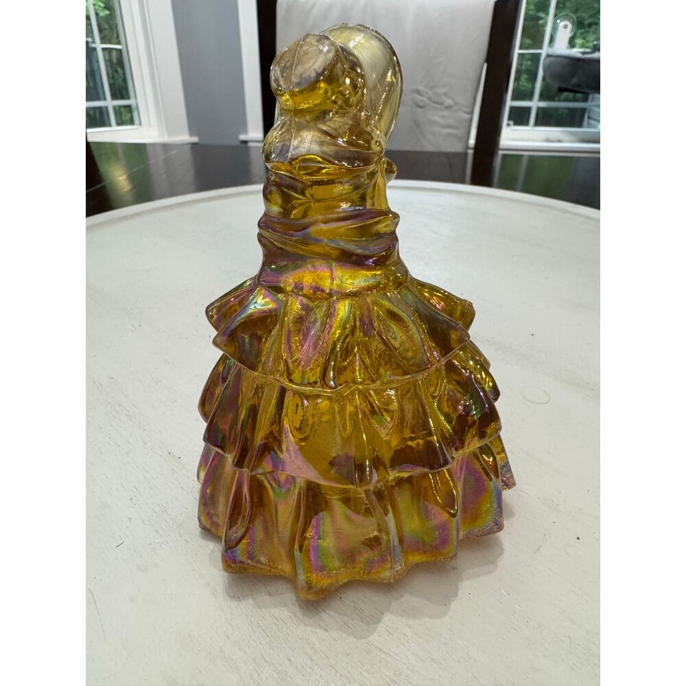 Wheaton Iridescent Marigold Gril Vintage Carnival Glass Figurine Approx. 5" Tall - Picture 3 of 7